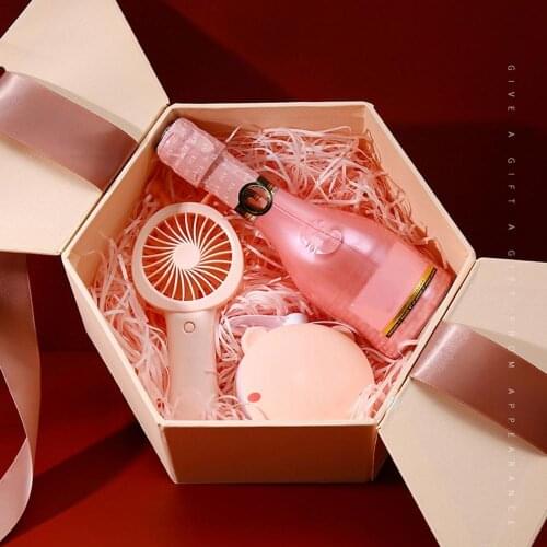 1pc Bowknot Hexagonal Gift Box Festive SuppliesHolder Birthday Romantic Surprise Party Packaging Case For Valentines Day