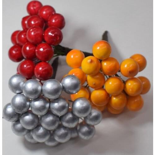 1PC Artifical Berries Branches Xmas Holly Wreaths 10/12MM Berry Christmas Wedding Birthday Party Garden Home Shop Decoration