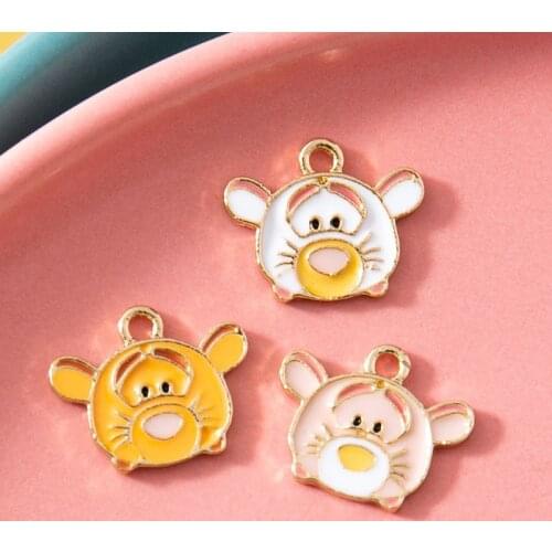 10Pcs Enamel Gold Color Tiger Charms Pendant for Jewerly DIY Making Bracelet Women Earrings Necklace Accessories Findings Craft