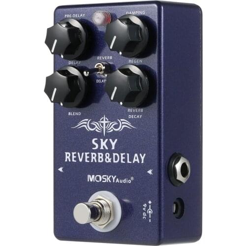 MOSKYaudio 2-in-1 Digital Reverb & Delay Effects Pedal Guitar Effect Pedal with True Bypass Switch for Electric Guitar Bass