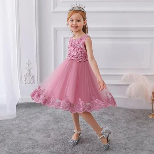 2021 Summer Bridesmaid Gown Girl Party Dress Kids Dresses For Girls Clothes Children Flower Princess Dress Elegant Wedding Dress