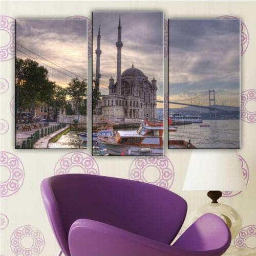 3 PCS Turkey Istanbul Ortakoy Mesque Canvas Table Sunset 81 X 50 CM