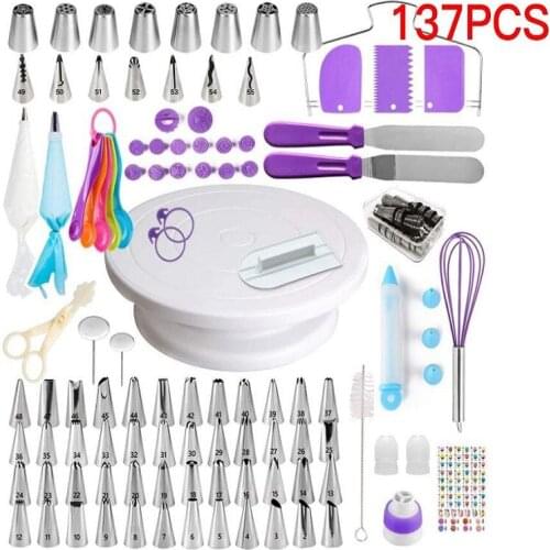 367/137PCS Kitchen Gadget Sets Pastry And Bakery Accessories With Anti-skid Turntable Cake Decoration Products Production Set