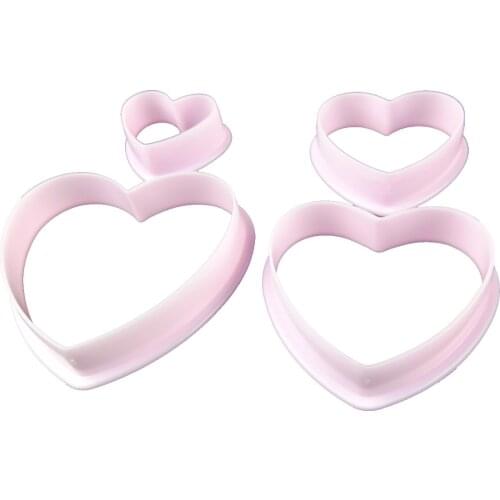 4Pcs Heart-shaped Pattern Fondant Cake Baking Mold Chocolate Candy Cookie Cutting Printing Decoration Tools Kitchen Accessories