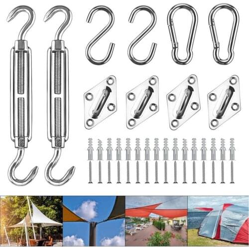 42PCS Sun Sail Fasteners Complete Sun Sail Steel Attachment Accessories Kit Awnings Mounting Kit For Square Triangle Awning
