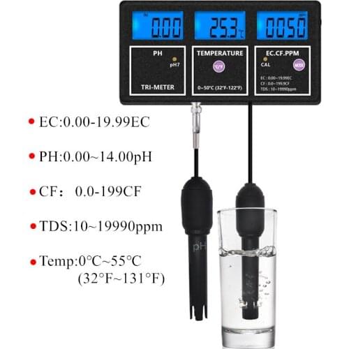 5 In 1Water Quality PH EC CF TDS Temperature Tester PH Meter Multi-parameter Aquariums Hydroponics Pool Tank Drinking 40% off
