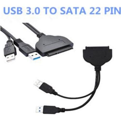 A Ausuky USB 3.0 To SATA 22Pin Data Power Cable Adapter 2.5inch Hard Disk Driver SSD Solid State Drive Cable Coverter -25