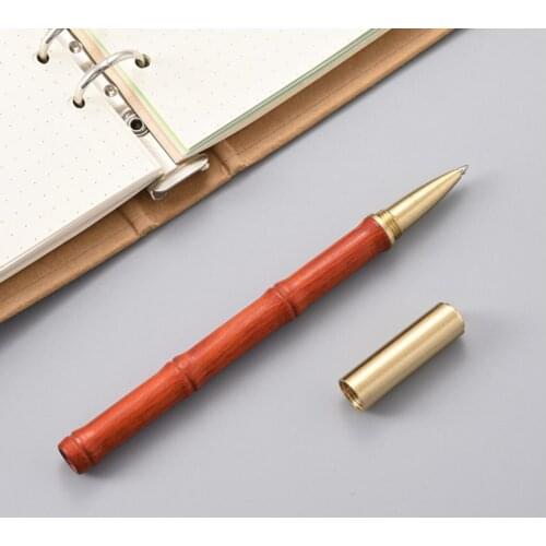 Promotion 5pcs/set *Bamboo Ballpoint Pens Retro Brass Pen 0.5mm Writing Pen School Office Gift