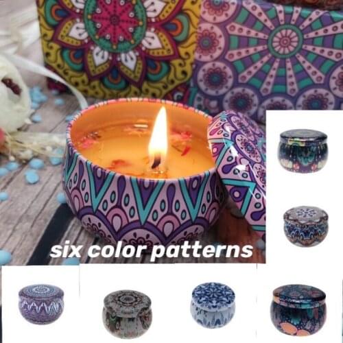 Scented Candles With Flowers Tin Can Fragrance Handmade Scented Candle Natural Soy Wax Home Decoration Storage Boxes & Bins