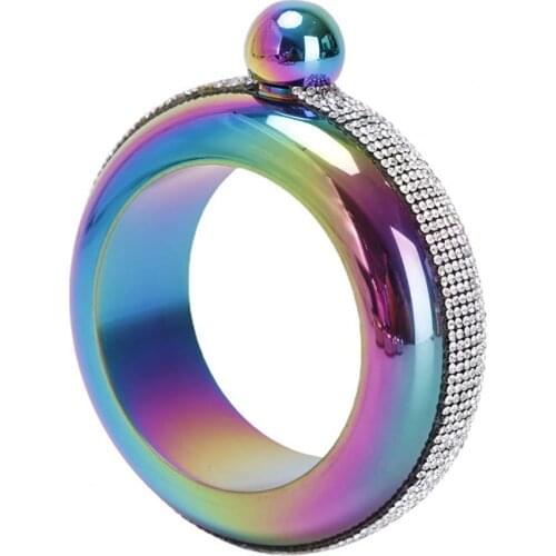 100ML/3.5OZ Stainless Steel Stick Diamond Bracelet Hip Flask Wine Pot Bracelet Design Stylish Five Colors Bangle for Gifts