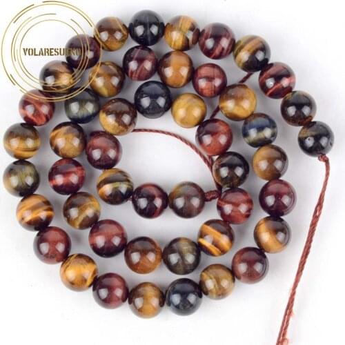 Natural Stone Multicolor Tiger Eye Stone Beads Round Loose Spacer Beads For Jewelry Making 4-12mm Diy Bracelet Necklace 15
