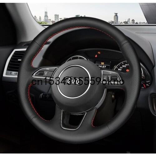 DIY Stitching Steering Wheel Cover For Audi A4L A3 A6L Q5 Q3 Q2L Car Accessories