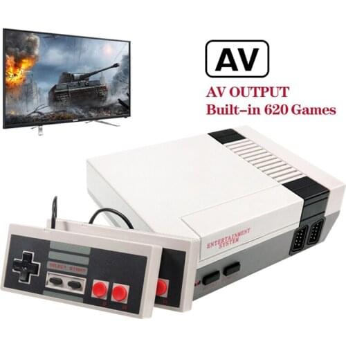Game Console Built-in 620 Games Output Handheld AV 8 Bit TV Retro Game Console with Dual Gamepad Game Player Gift Children Adult