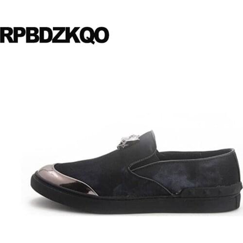 Italy Hip Hop Brand Slip On British Style Metal Breathable Toe Skate Sneakers New European Casual Shoes Nice Flats Chic Luxury