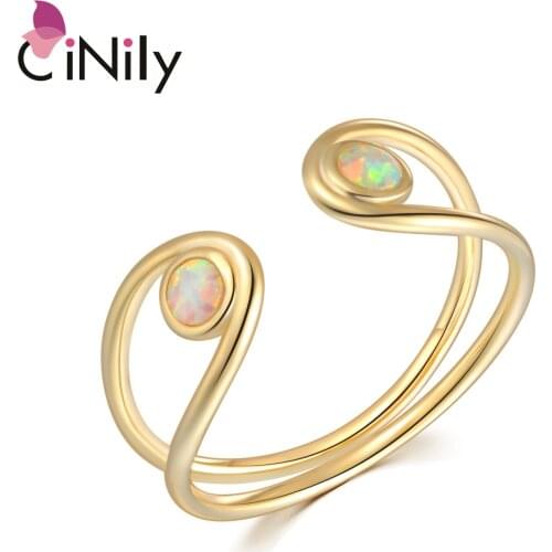 CiNily White Fire Opal Rose Gold/Gold Plated Round Shape Adjustable Rings for Women Fashion Jewelry Party OJ9668/OJ9668-pink
