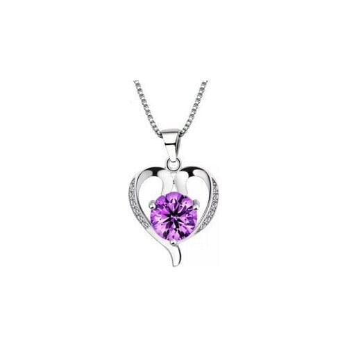 S925 Korean fashion lovely silver heart-shaped drop necklace pendant jewelry zircon crystal pendant free shipping