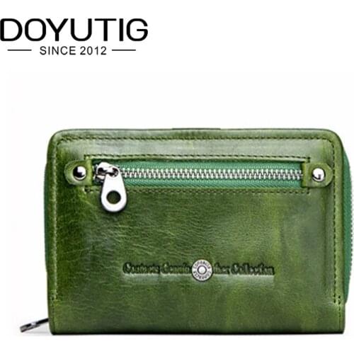 DOYUTIG Brand Lady Genuine Leather Short Wallets Classical Coin Purse European Design Card Holder Women Mini Money Purses A168