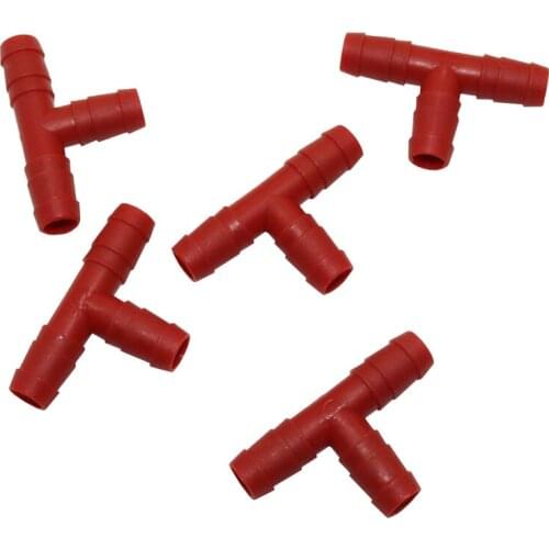 9mm Red plastic barb tees garden water connectors gardening fittings water hose splitter for watering system 500 pcs