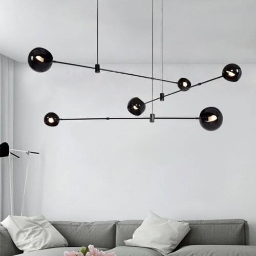 Nordic Simple Chandeliers Designer Ceiling Chandelier Led Lighting for Living Room Decoration Creative Black Metal Hanging Lamps