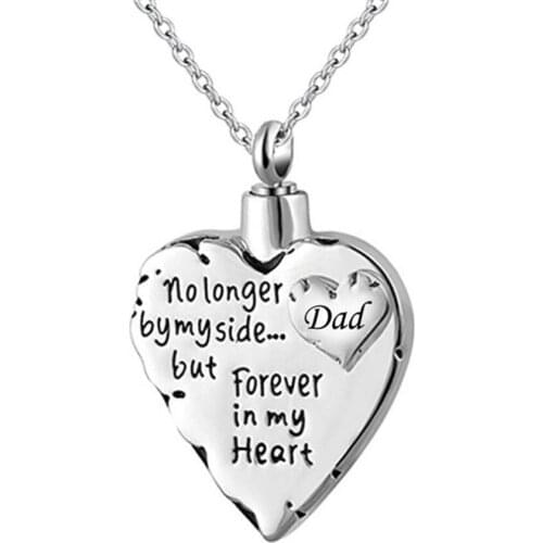 Memorial Necklace for mom,dad,pet,no Longer by My Side Forever in My Heart Cremation Pendant Jewelry
