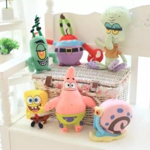 Kawaii Cartoon Anime Sponges A Bobs Squidward Tentacles Patrick A Star Plush Toy Stuffed Animals Pillows Dolls Toys For Children