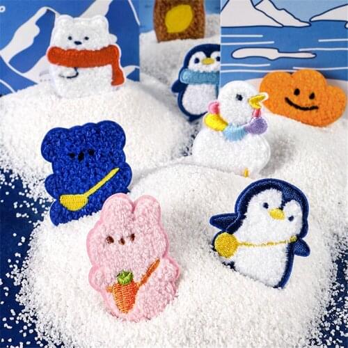 AHYONNIEX Cute Furry Penguin Patches for Girls Bag Sticky Patches for Book Clothes Small Glue Patch for Kids Clothes Designer