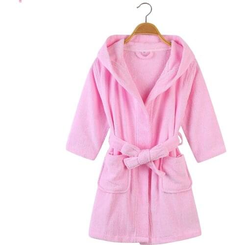 100% Cotton Toweling Terry Robe Kids Cartoon Robe Boy&Girls Hooded Robe Winter Warm Bathrobe Soft Sleeprobe Kids Casual Homewear