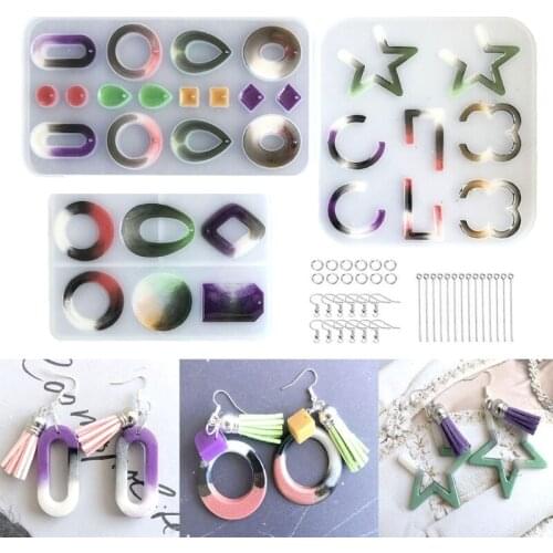 Crystal Epoxy Resin Mold Earrings Pendant Casting Silicone Mould DIY Crafts Handmade Decorative Jewelry Making Tool Set A5KE