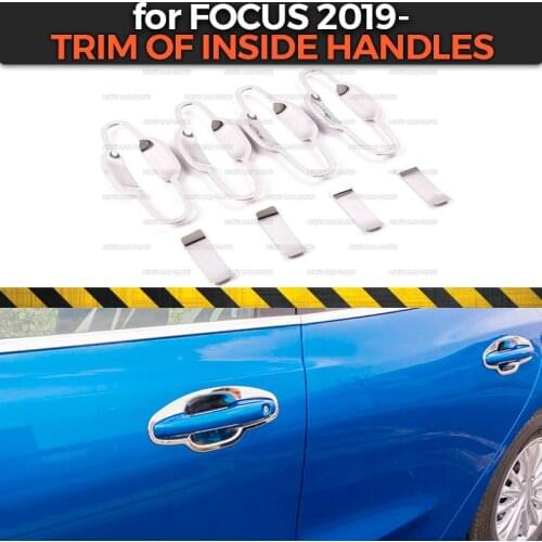 Trim of inside handles case for Ford Focus 2019- Stainless Steel 1 set / 8 pcs molding decoration car styling