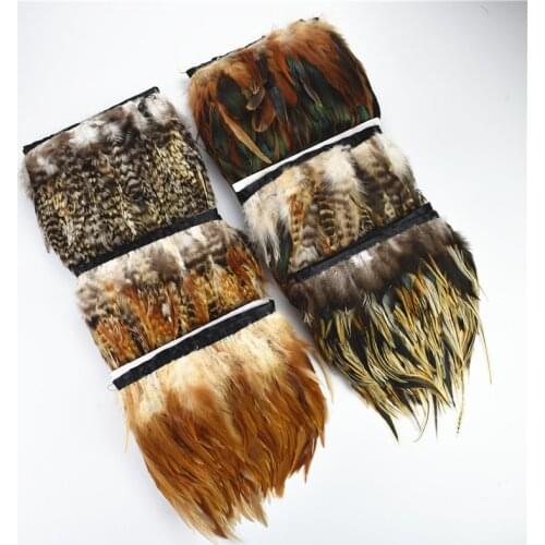 10Meters Natural Pheasant Feathers Trim Chicken Goose Rooster Peacock Feather Fringe Crafts Ribbon Dress Accessories Decoration