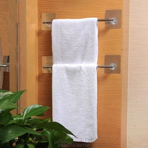 Stainless Steel Bath Towel Holder Wall Mounted Hanger Towel Rack Single Rod Organiser for Home Kitchen Bathroom J08 21 Dropship