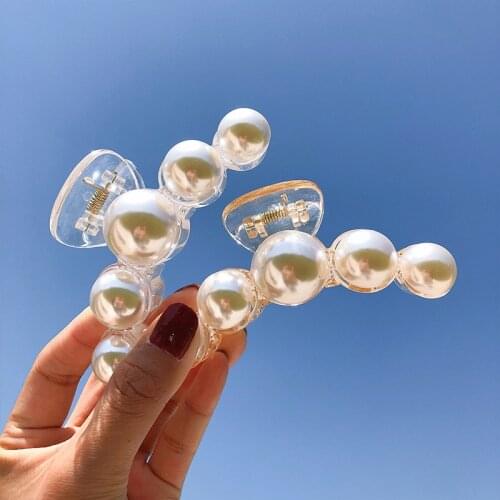 New Hyperbole Big Pearls Acrylic Hair Claw Clips Big Size Makeup Hair Styling Barrettes for Women Hair Accessories