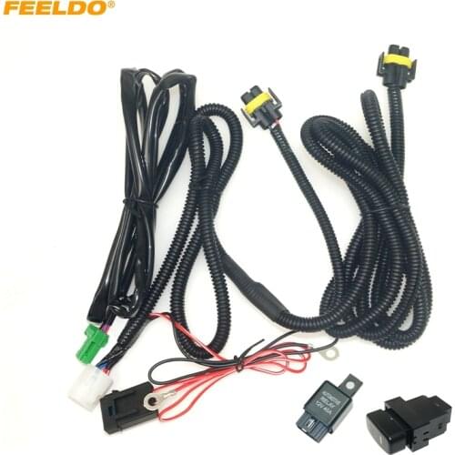 FEELDO Auto Fog Light Wiring Harness Socket Switch with LED Indicators Relay For Mitsubishi ASX 13-15 Outlander Wire Adapter Kit