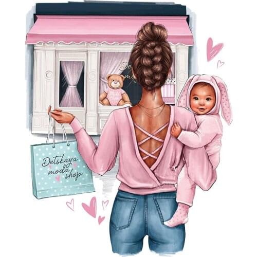 Mother Baby Iron On Patch T-shirt Dresses New Design Thermal Transfer Craft Tear Sticker Patch Easy Home Iron On Printing