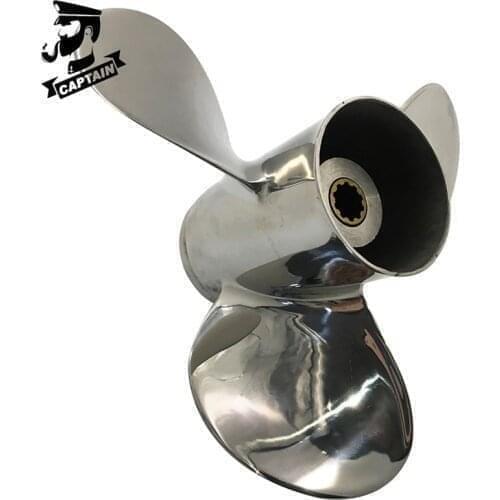 20HP DT25 DF25 DF25 HP Outboard Propeller 10 1/4X13 Fit Suzuki Engines 10 Tooth Spline RH Stainless Steel 99105-00600-13P