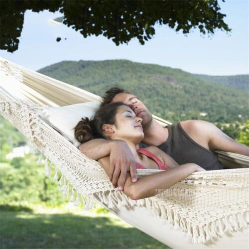 Bohemia Tassel Style 2 Person Outdoor Portable Camping Beach Hammock Cotton Home Balcony Garden Swing Hanging Chair Hammock