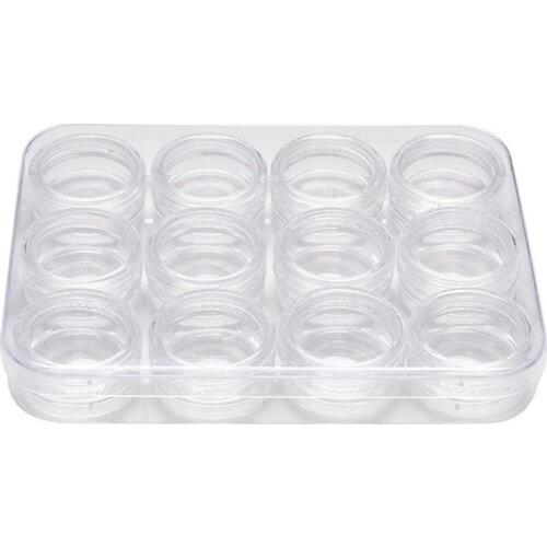 Transparent 12 Grid Nail Art Storage Box Jewelry Rhinestone Dried Flower Case