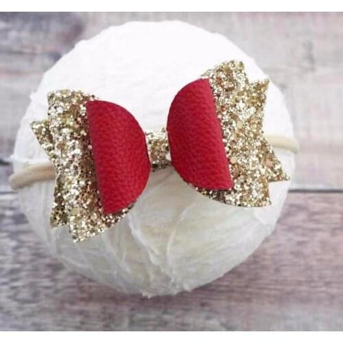 Thumblina 3.5'' Christmas Headband Glitter Hair Bows Hair Clips Dance Party Bow Head Band Girls Hair Accessories