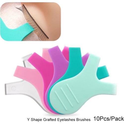 10P/Pack Reuseable Plastic Eyelash Brush Clean Y Shape Grafted Eyelashes Brushes Women Makeup Brush Mascara Tools Free Shipping