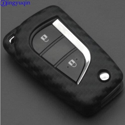 Carbon Fiber Silicone Car key Cover Case Shell Fob for Toyota Auris Corolla Avensis Verso Yaris Aygo Scion TC IM 2015 2016