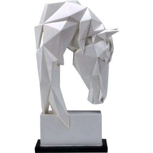 NORDIC SIMPLICITY GEOMETRIC WHITE HORSE HEAD STATUES ANIMALS ART SCULPTURE RESIN CRAFT HOME DECORATION CRAFTS ROOM CREATIVE