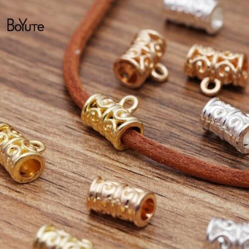 BoYuTe (100 Pieces/Lot) 12*10MM Metal Alloy Connector Beads Cross 3.5MM Rope DIY Jewelry Accessories Hand Made Materials