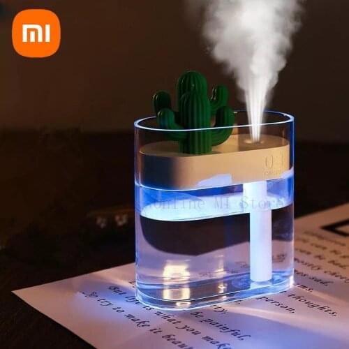 XIAOMI 319 Clear Cactus Ultrasonic Air Humidifier 160ML Color Light USB Air Purifier Anion Mist Maker Water Atomizer