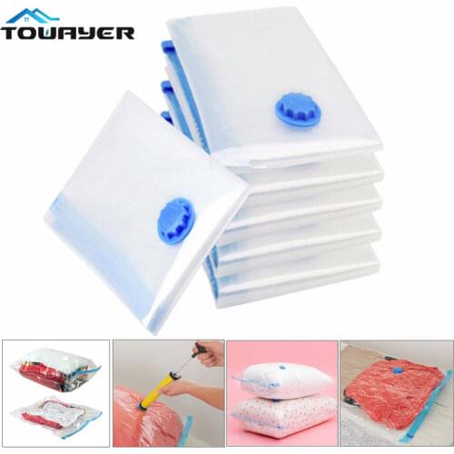 Ashowner Vacuum Bag Home Transparent Space Saver Storage Organizer Bag with Valve for Clothes Quilt Travel Compression Bag