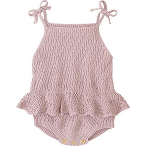 Spring Fall Cotton Ruffle Sling Baby Girls Sleeveless Overall Jumpsuit Romper