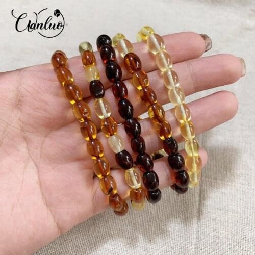 WANLUO 2021 Amber Bracelet for Women Adult Elastic Jewelry Baby Gifts Baltic Amber Beads Original Beads Natural Stones Wholesale