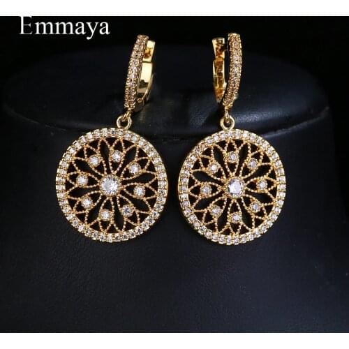 Emmaya Brand Elegance Tradition AAA Cubic Zircon Gold Color Originality Earrings For Women Wedding Birthday Jewelry Gift
