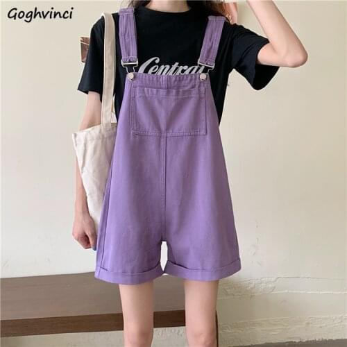 Women Rompers Solid High Quality Denim Playsuits Streetwear All-match Ulzzang Students Sweet Empire Wide Leg Crimping Trendy BF