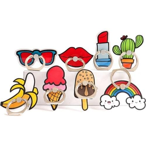 1PC Cartoon Red lips Ice Cream Rainbow Cactus Mobile Phone Finger Ring Holder Bracket Cute Accessories For Mobile Phone
