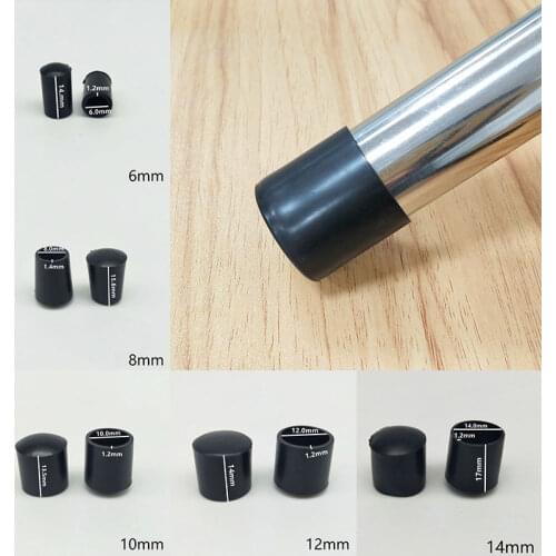 10PCS 6mm~26mm Black Chair Table Feet Stick Pipe Tubing End Cover Caps Cap PVC Rubber Home Decoration